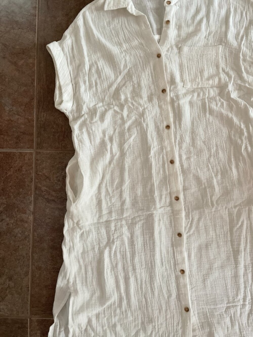Bluivy White Cotton Maxi Button-Up Coverup Size M - Picture 2 of 5